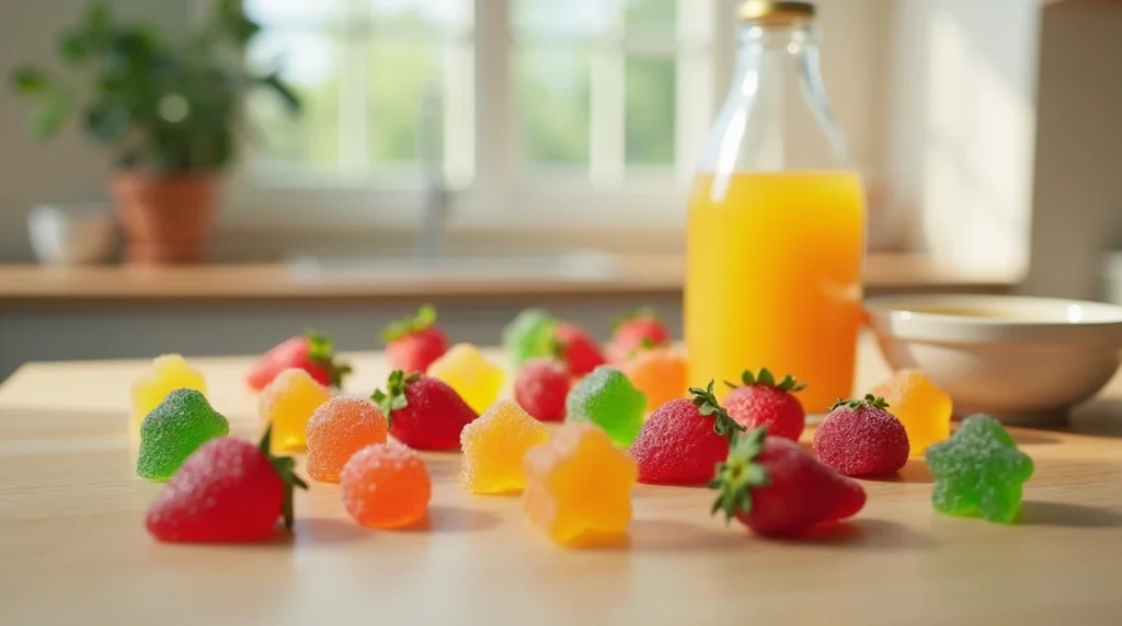 Homemade, Dairy-Free Gummies in Bright Fruit Shapes