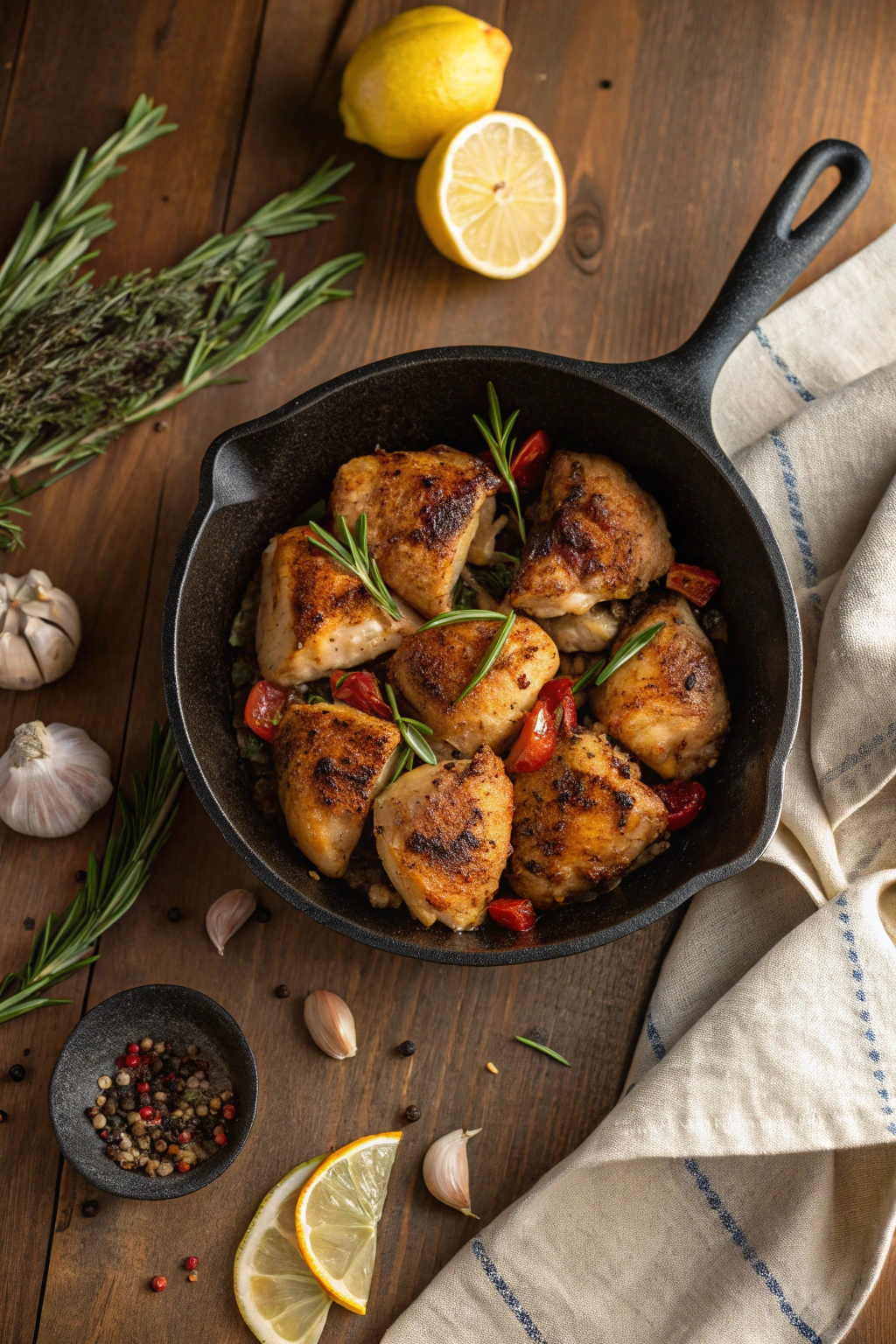diced chicken in oven
