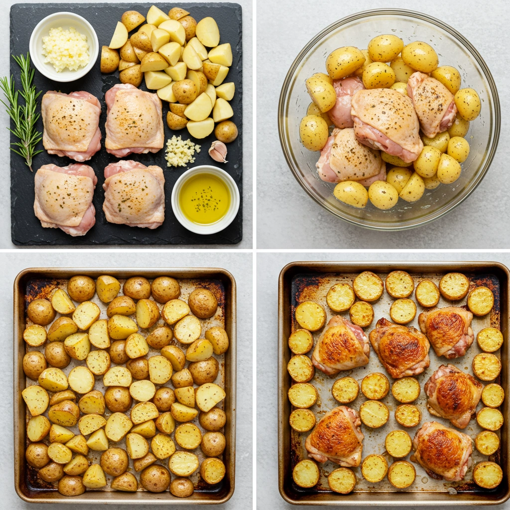 baked chicken thighs and potatoes