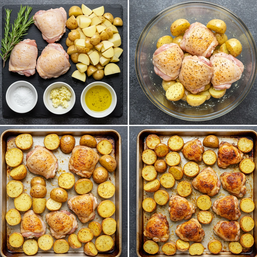 baked chicken thighs and potatoes