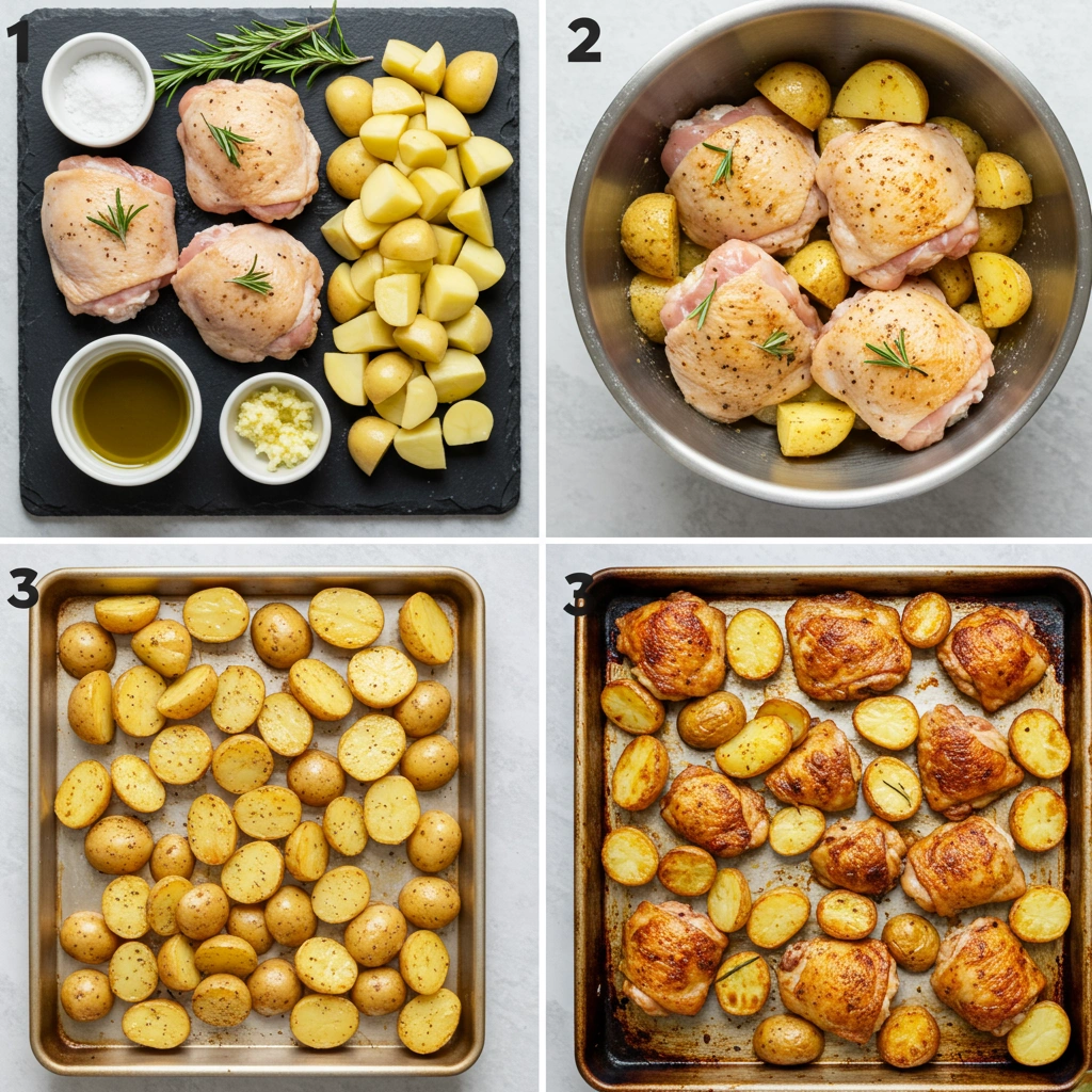 baked chicken thighs and potatoes