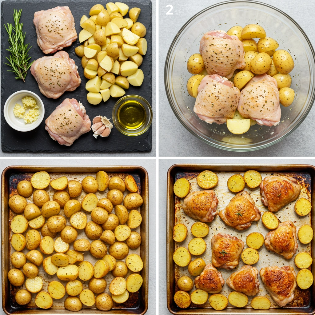 baked chicken thighs and potatoes