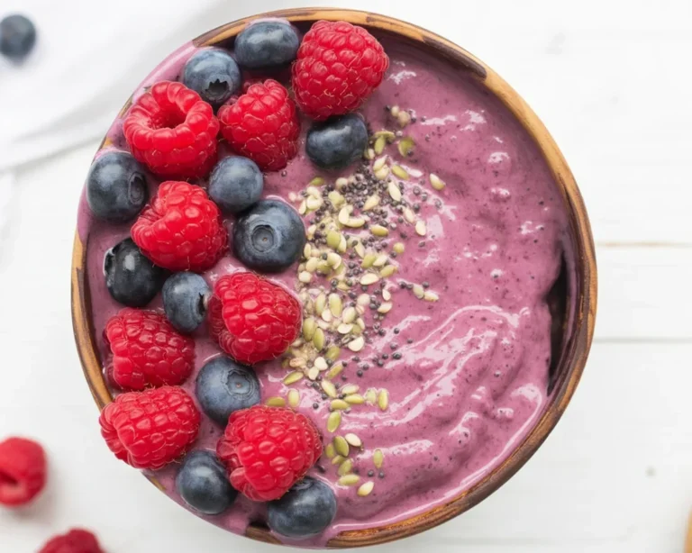 Ninja Creami smoothie bowl made with fresh fruits and protein for a creamy snack.