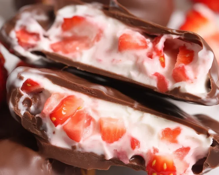 Delicious chocolate strawberry yogurt clusters made with Greek yogurt and fresh fruit.