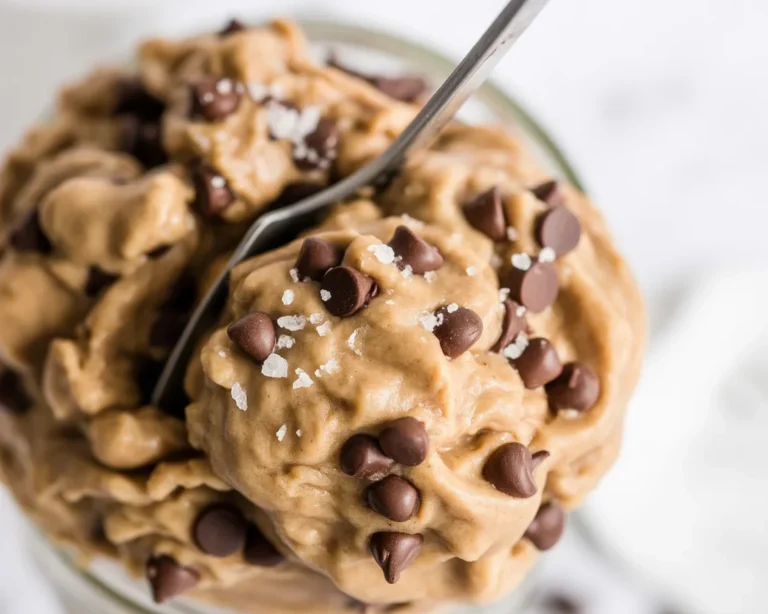 A bowl of delicious Protein Cookie Dough ready to enjoy as a healthy snack.