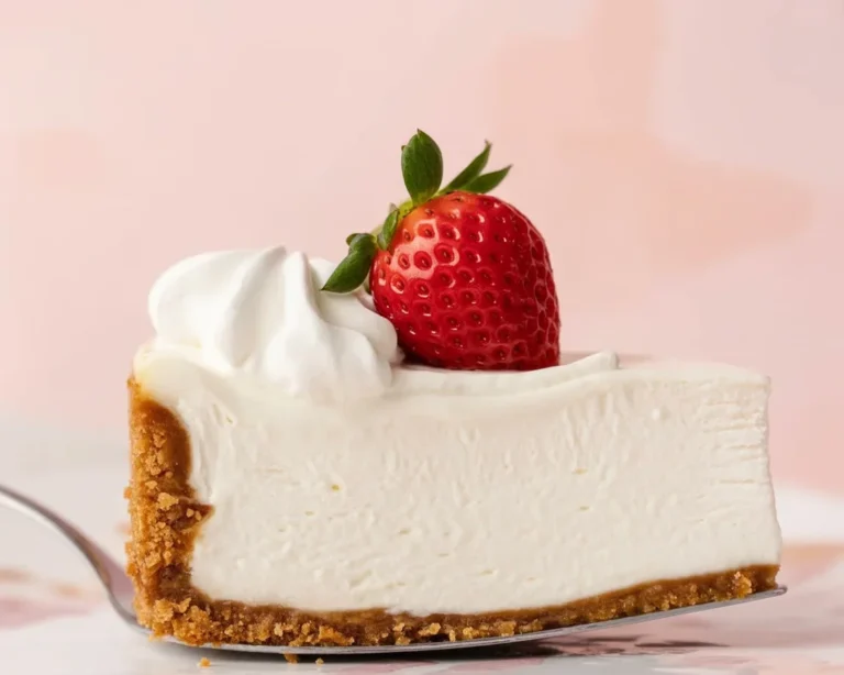 Delicious no bake cheesecake topped with fresh fruit on a graham cracker crust.