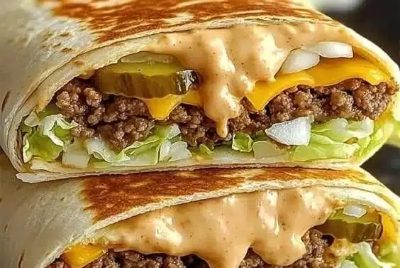 Delicious Big Mac Wraps served with fresh ingredients and toppings.