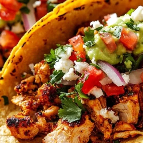 Delicious Chicken Street Tacos topped with fresh ingredients and served in a vibrant setting.