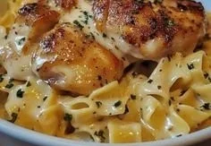 Delicious Chicken with Buttered Noodles served on a plate