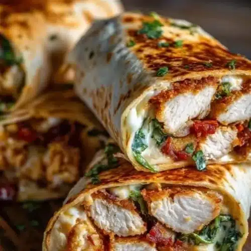 Crunchy air fryer chicken wraps with mozzarella cheese and fresh ingredients.