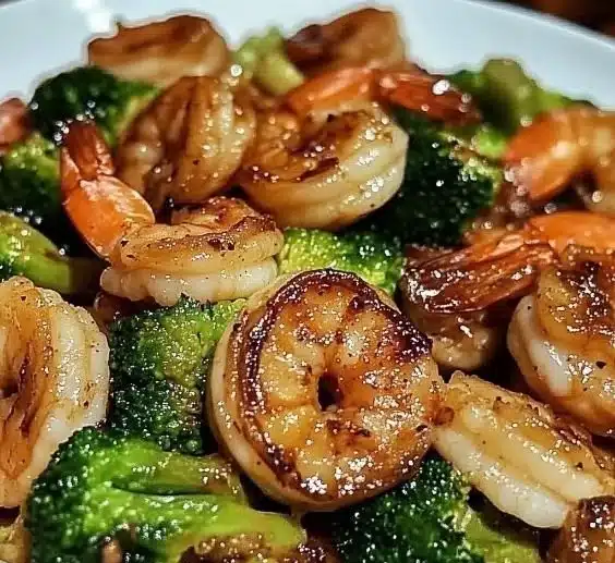 High-protein honey garlic shrimp served with vegetables