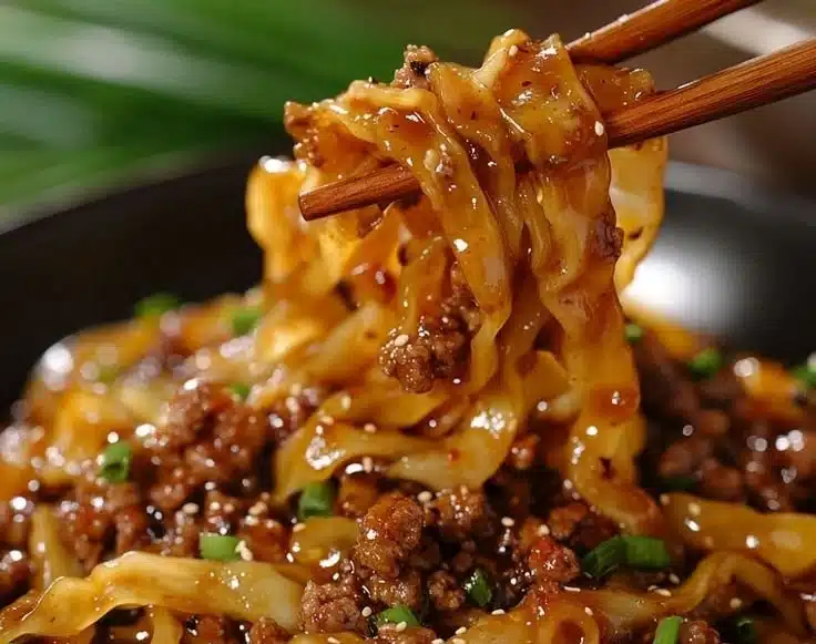 Delicious potsticker noodle bowl with fresh ingredients and vibrant colors.